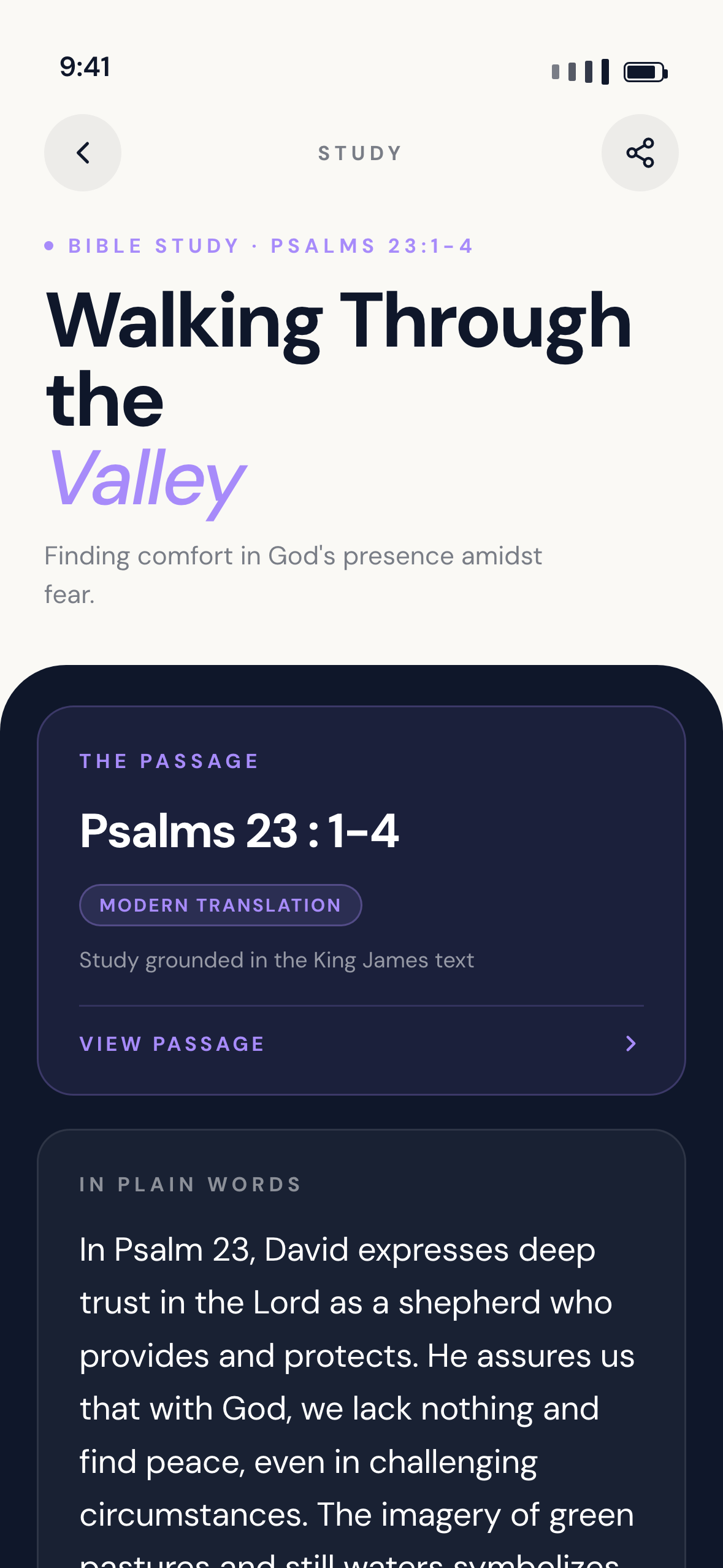 A modern study of Psalm 23 with plain-language meaning and verse-by-verse notes
